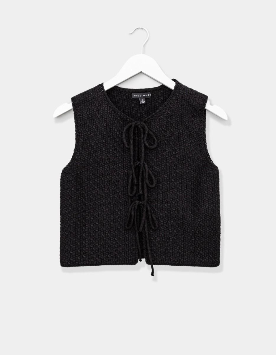 Sonya Tie Vest in Noir_0