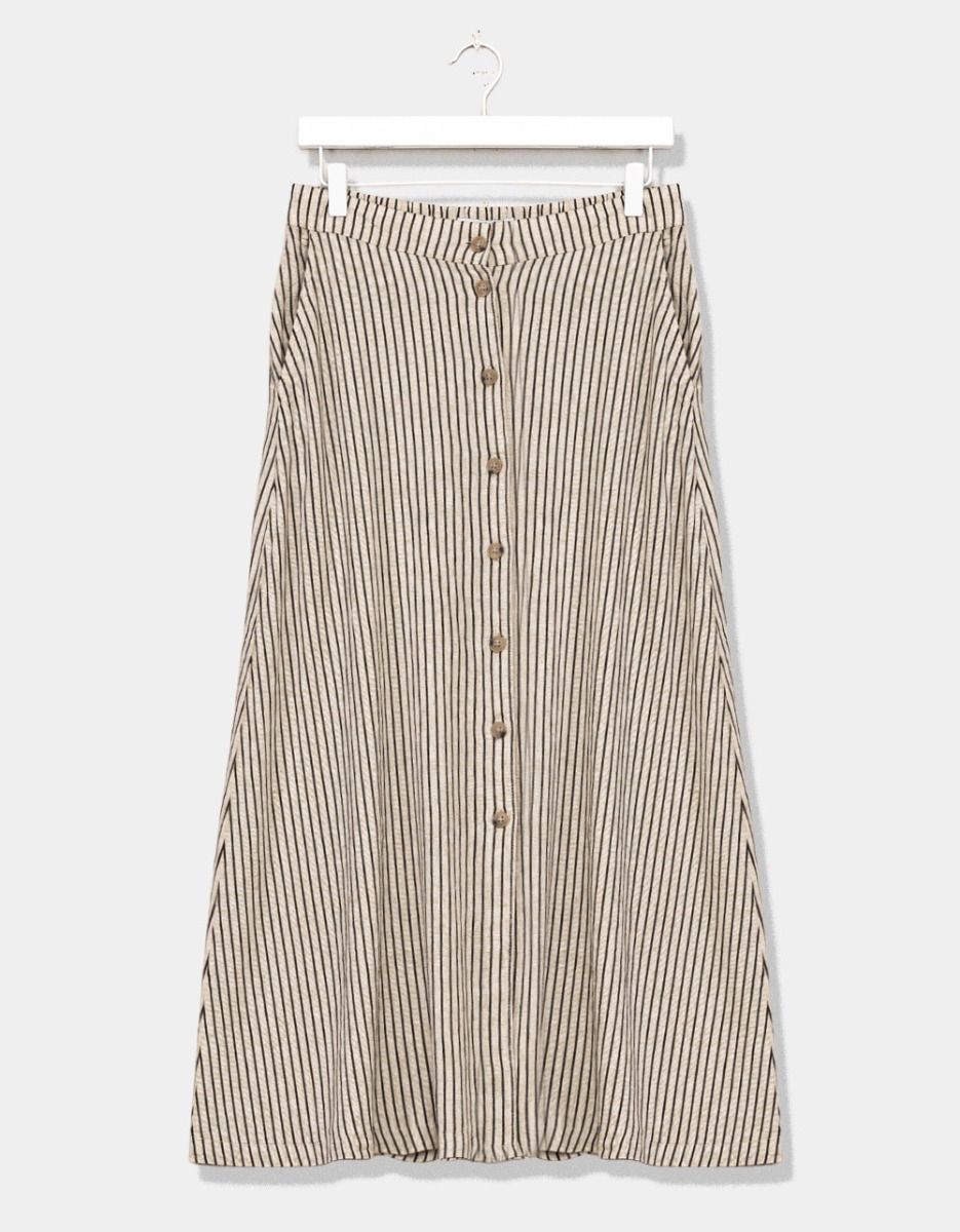 Stripe Button Skirt_0