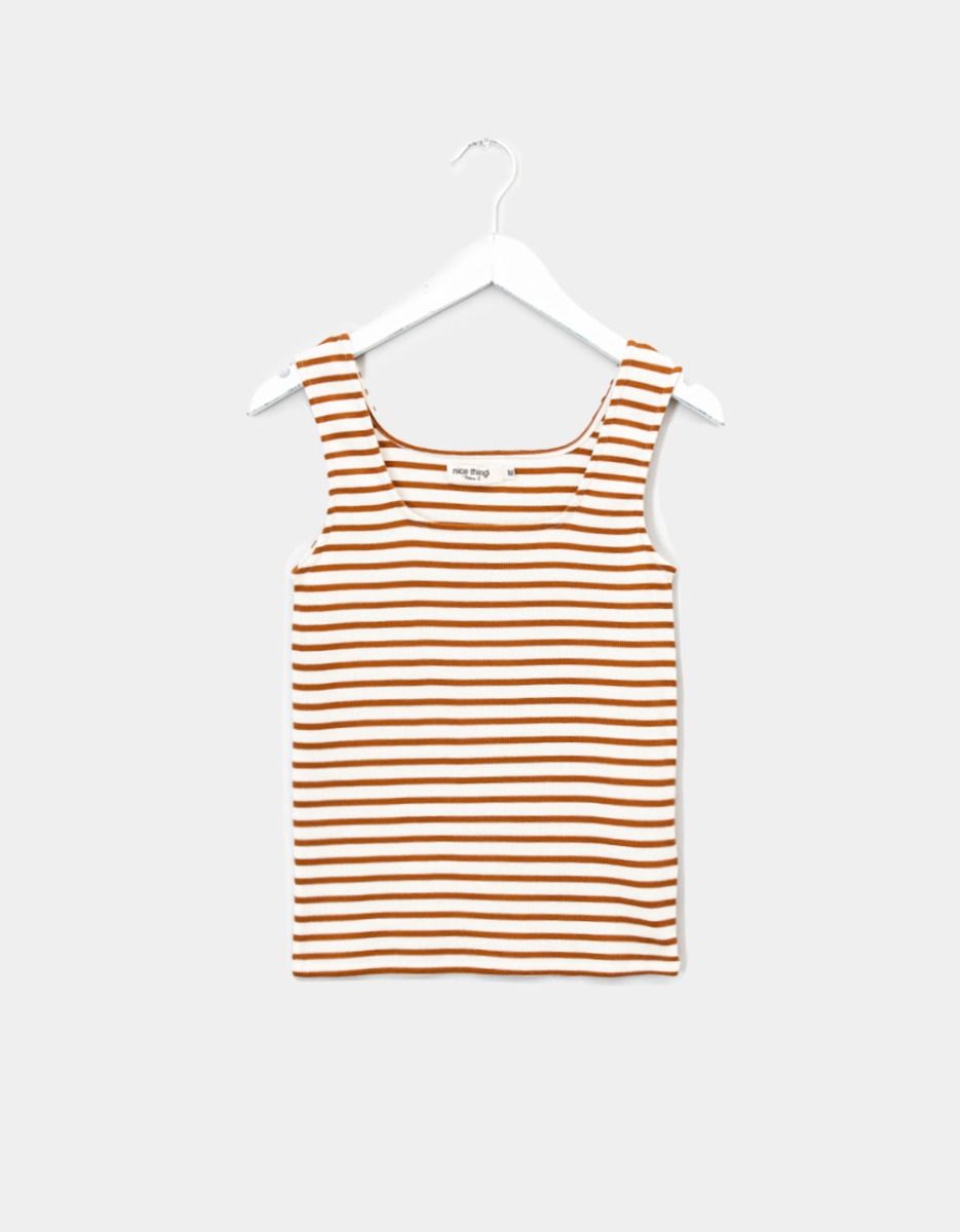 Stripe Rib Tank in Cinnamon_0