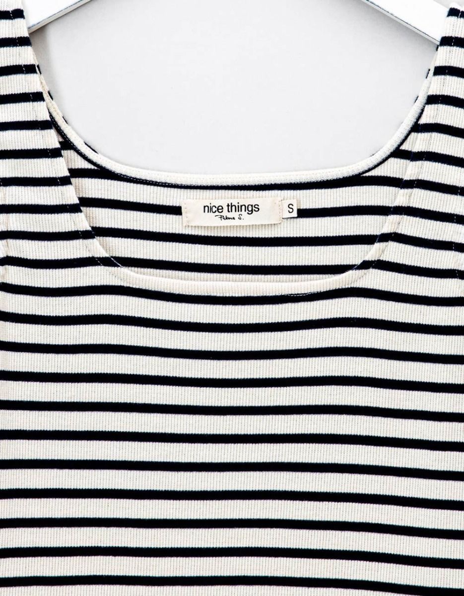 Stripe Rib Tank in Navy_2
