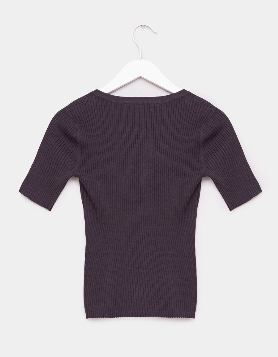 Tight Rib Top in Faded Black_1