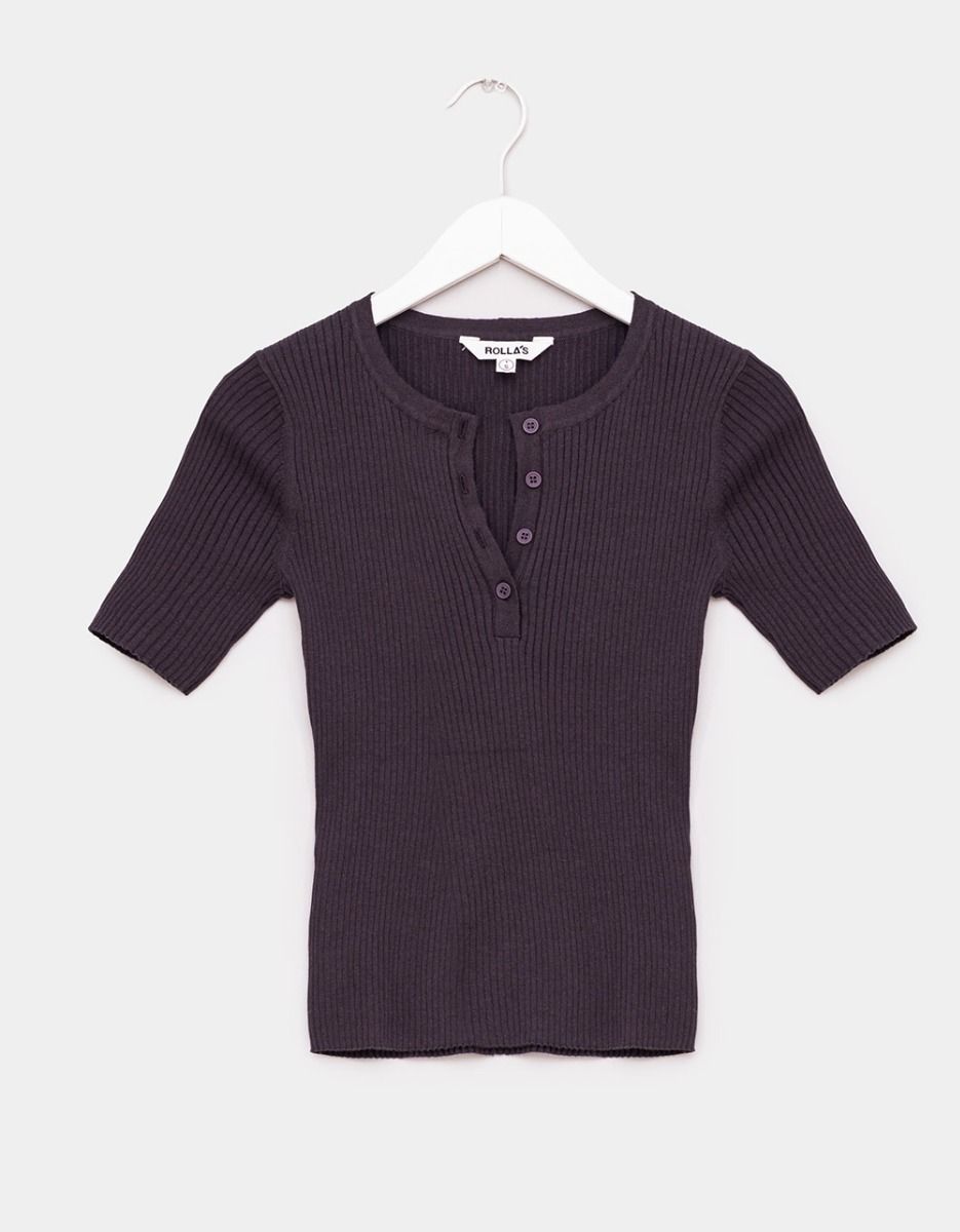 Tight Rib Top in Faded Black_0