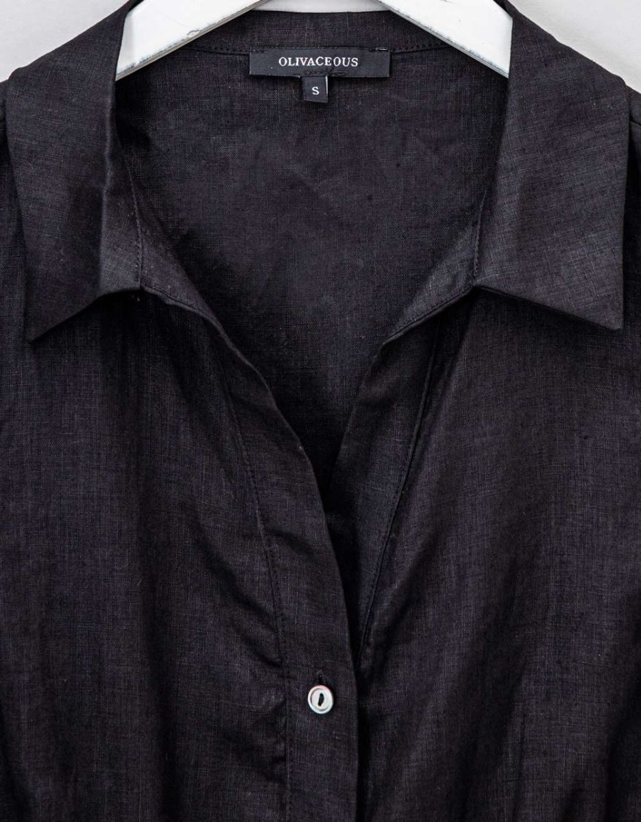 Till Linen Vest in Black_1