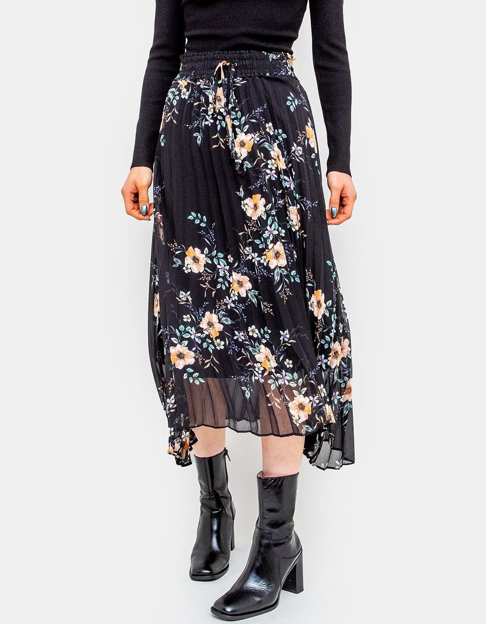 Valencia Pleated Midi Skirt_1