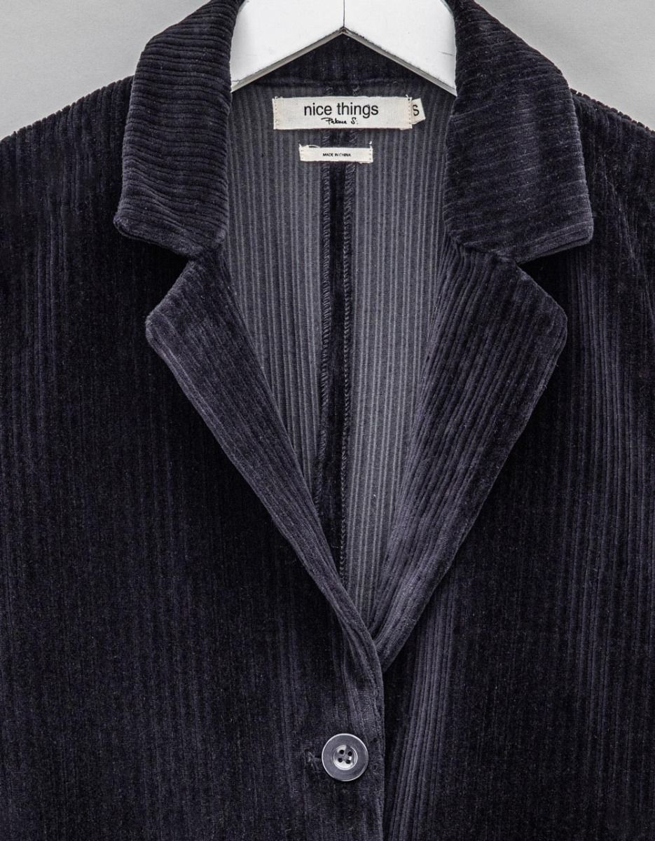 Velours Blazer in Black_1