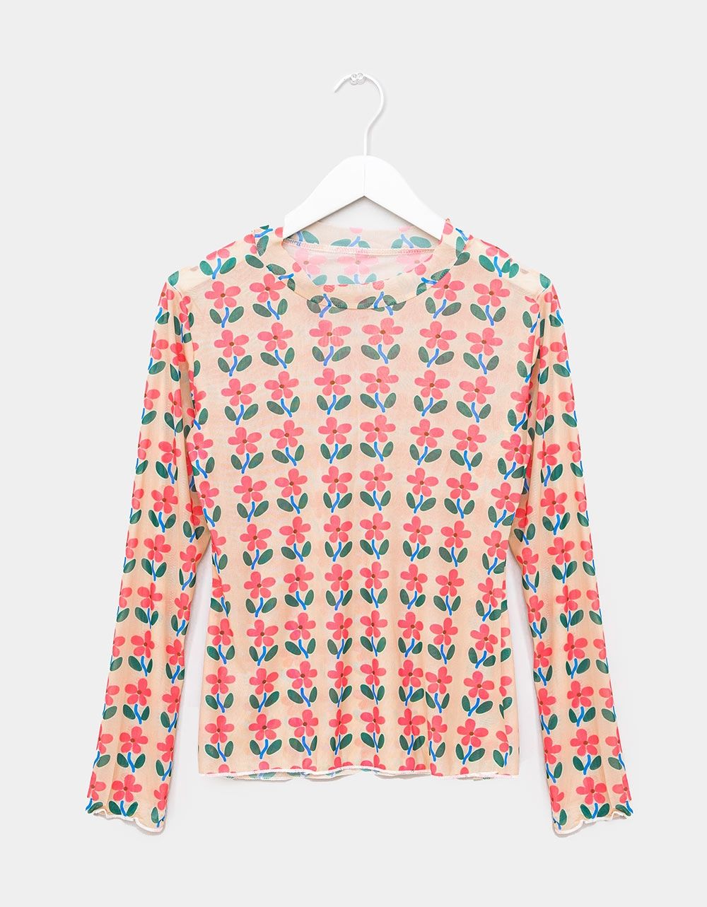 Wallpaper Mesh Top in Pink_0