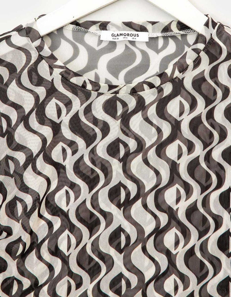 Wavy Print Mesh Top_3