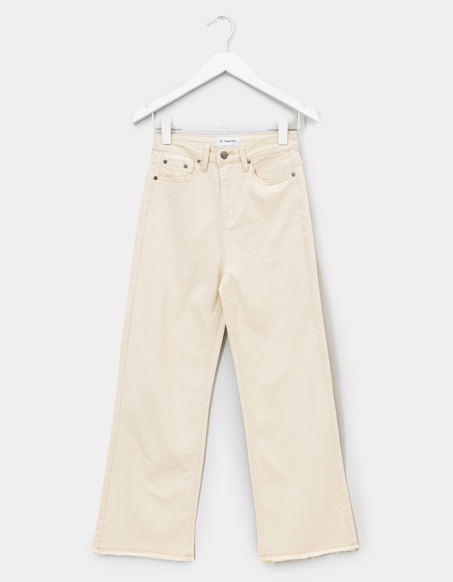 Wide Straight Jeans in Cream_0