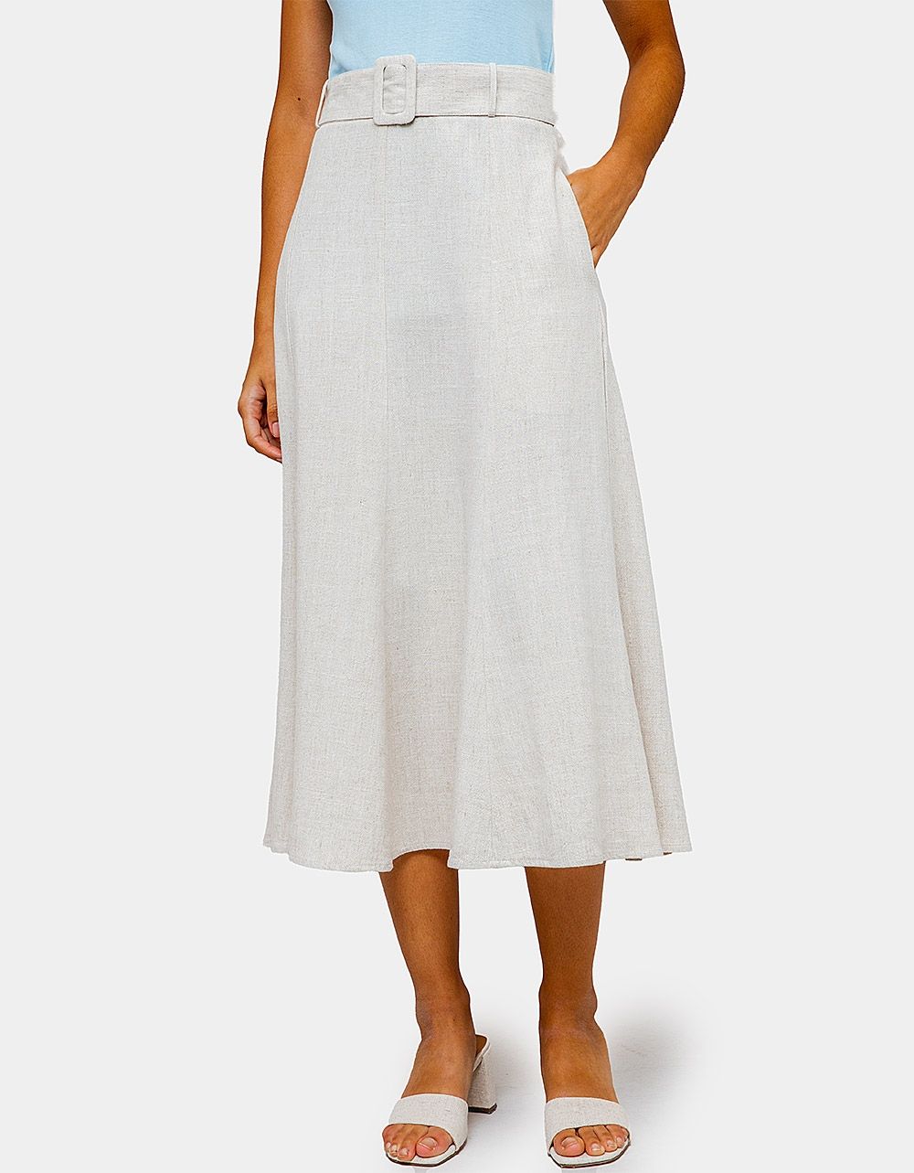 Wila Midi Skirt in Oatmeal_1