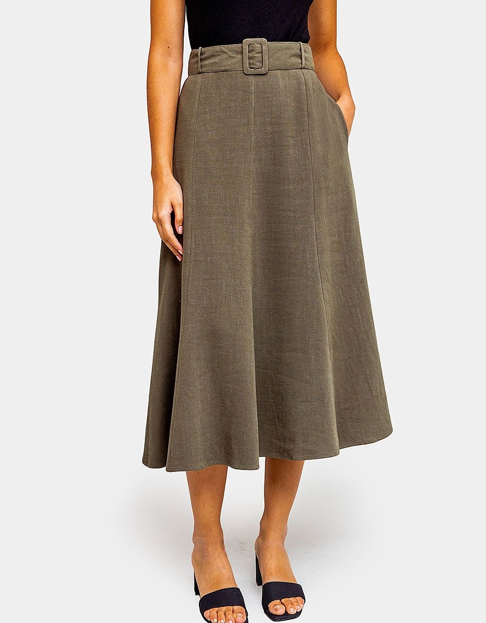 Wila Midi Skirt in Olive_0