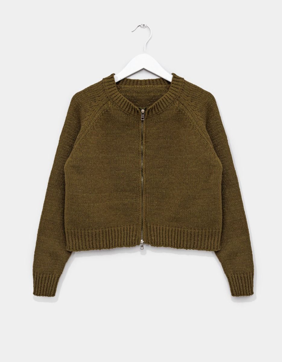 Zip Veste Knit in Olive_0