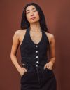 Halter Vest in Ash Black_prev_2