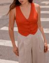 Dallas Linen Vest in Blood Orange_prev_3