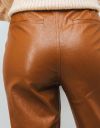 Avryl Faux Leather Pants in Brown_prev_3