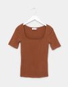 Briar Square Neck Tee in Mocha_prev_1