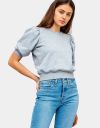 Candice Puff Sleeve Tee in Grey_prev_1