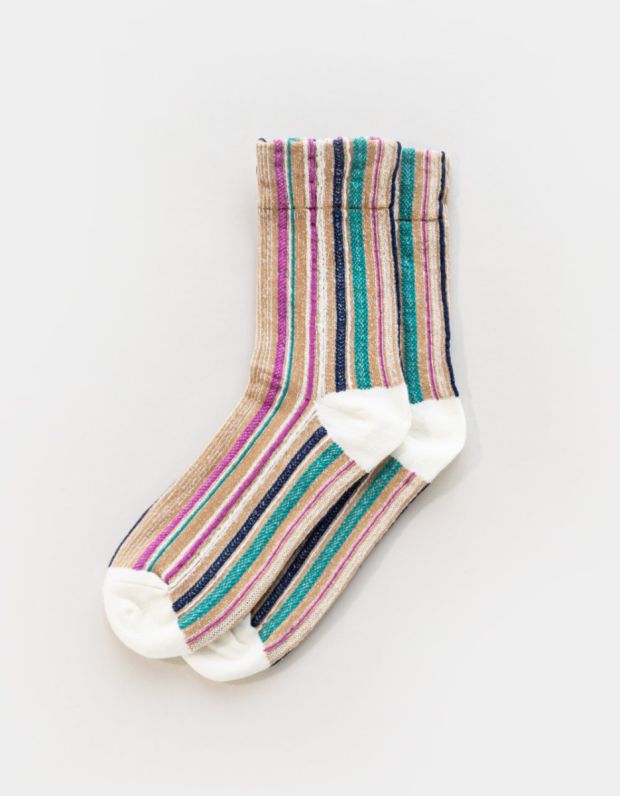 Busy Stripe Socks in Ivory