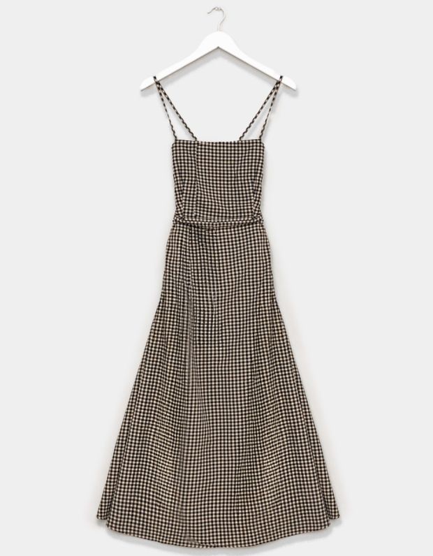 Lace-Back Gingham Dress